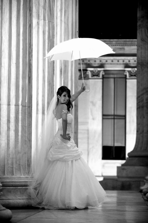 Bride with umbrella