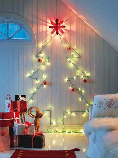 χριστουγεννιάτικα φωτάκια σε σχήμα δέντρου για τον τοίχο